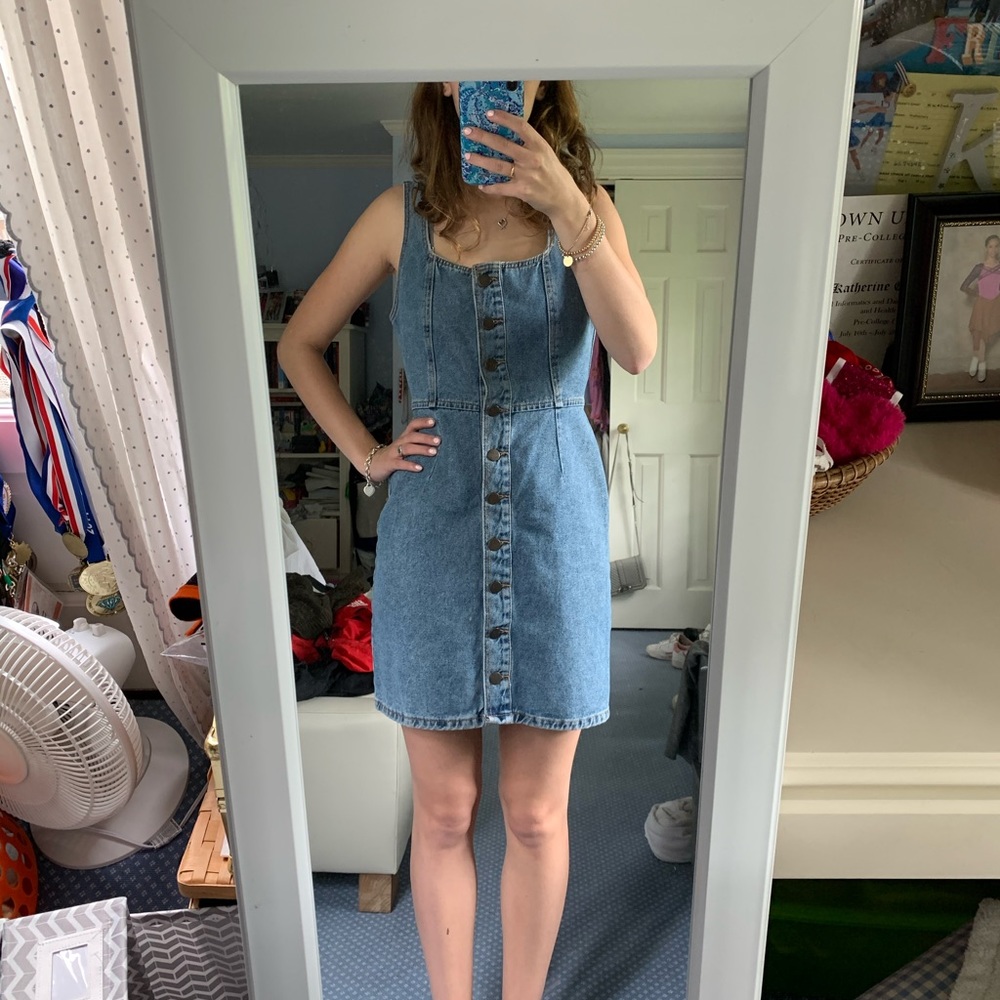 Button-down denim mini dress